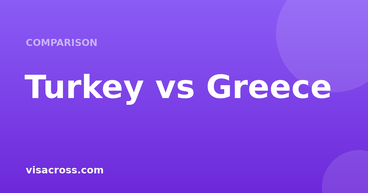 Passaporte Turkey vs Greece: Comparação de poder de viagem 2026